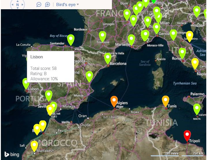 Location allowance map