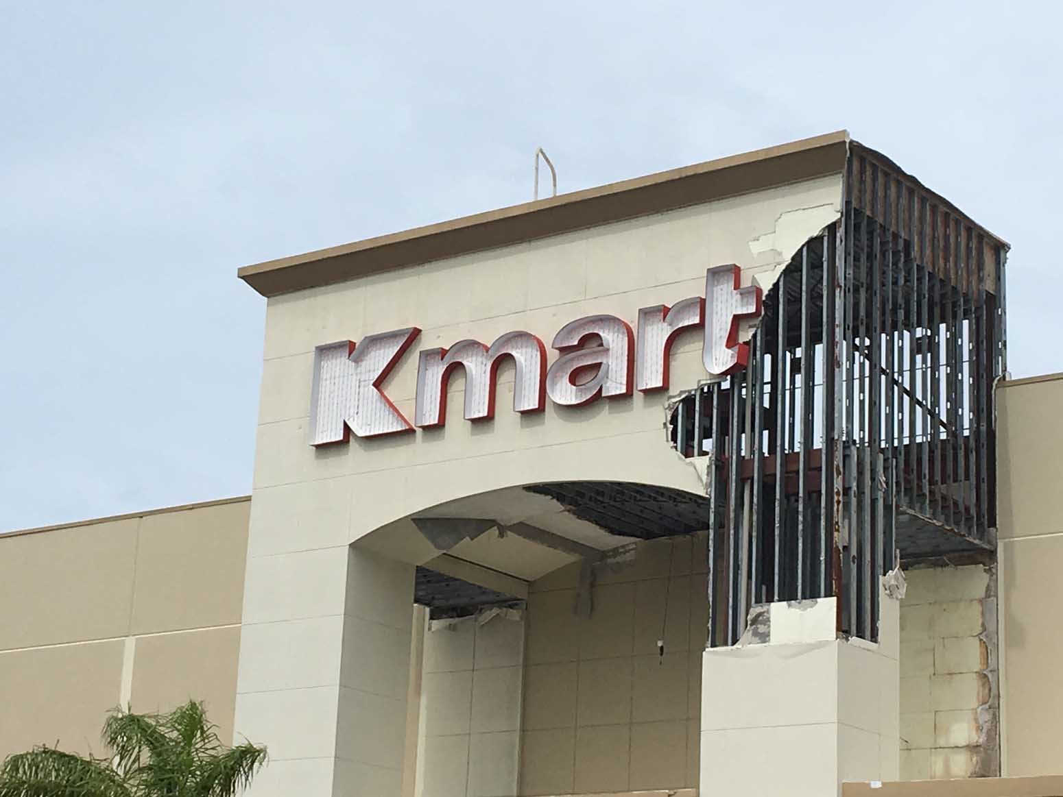Kmart is now open but the sign damage is a reminder of Maria 