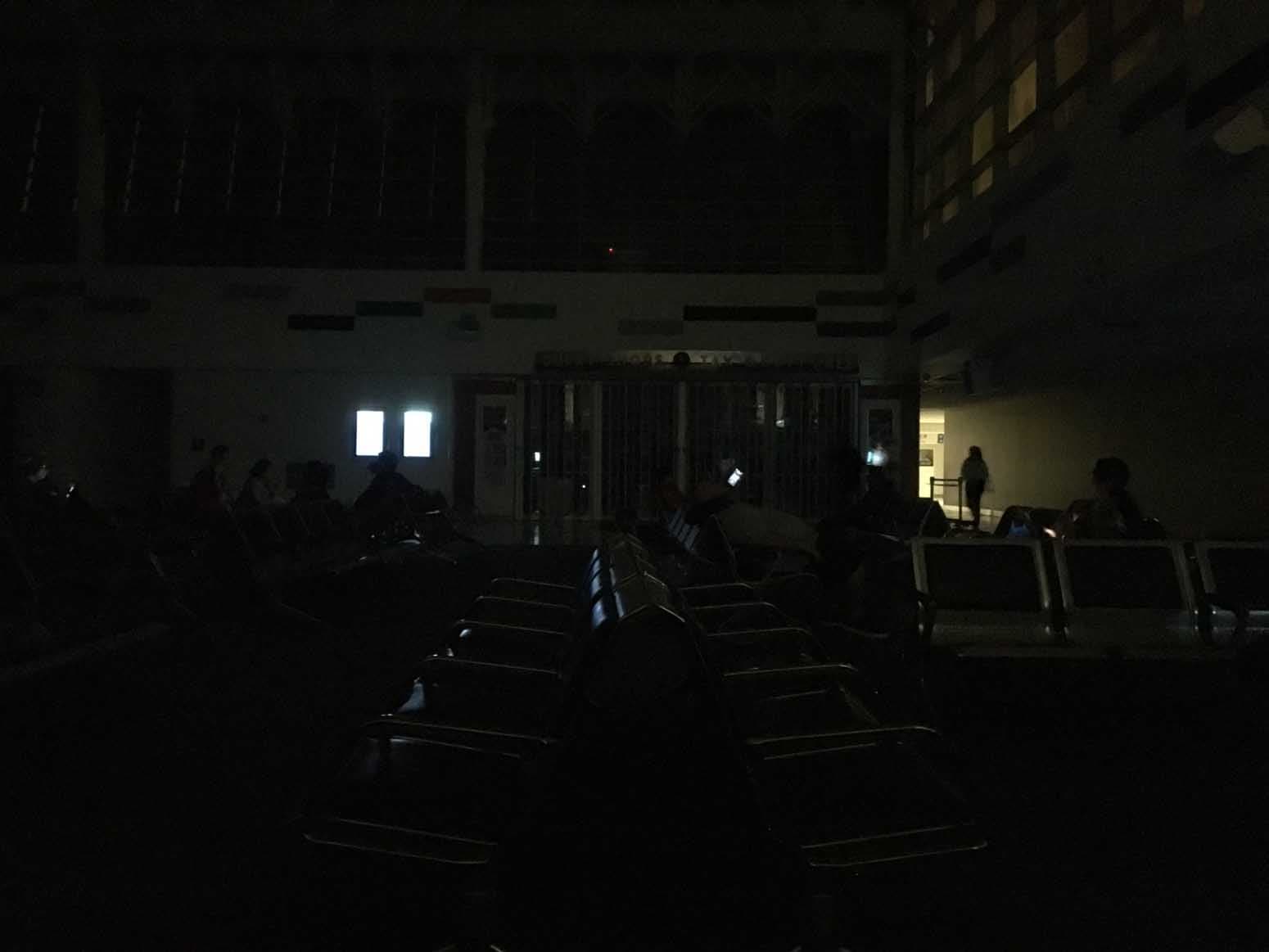 In darkness at San Juan's International Airport 