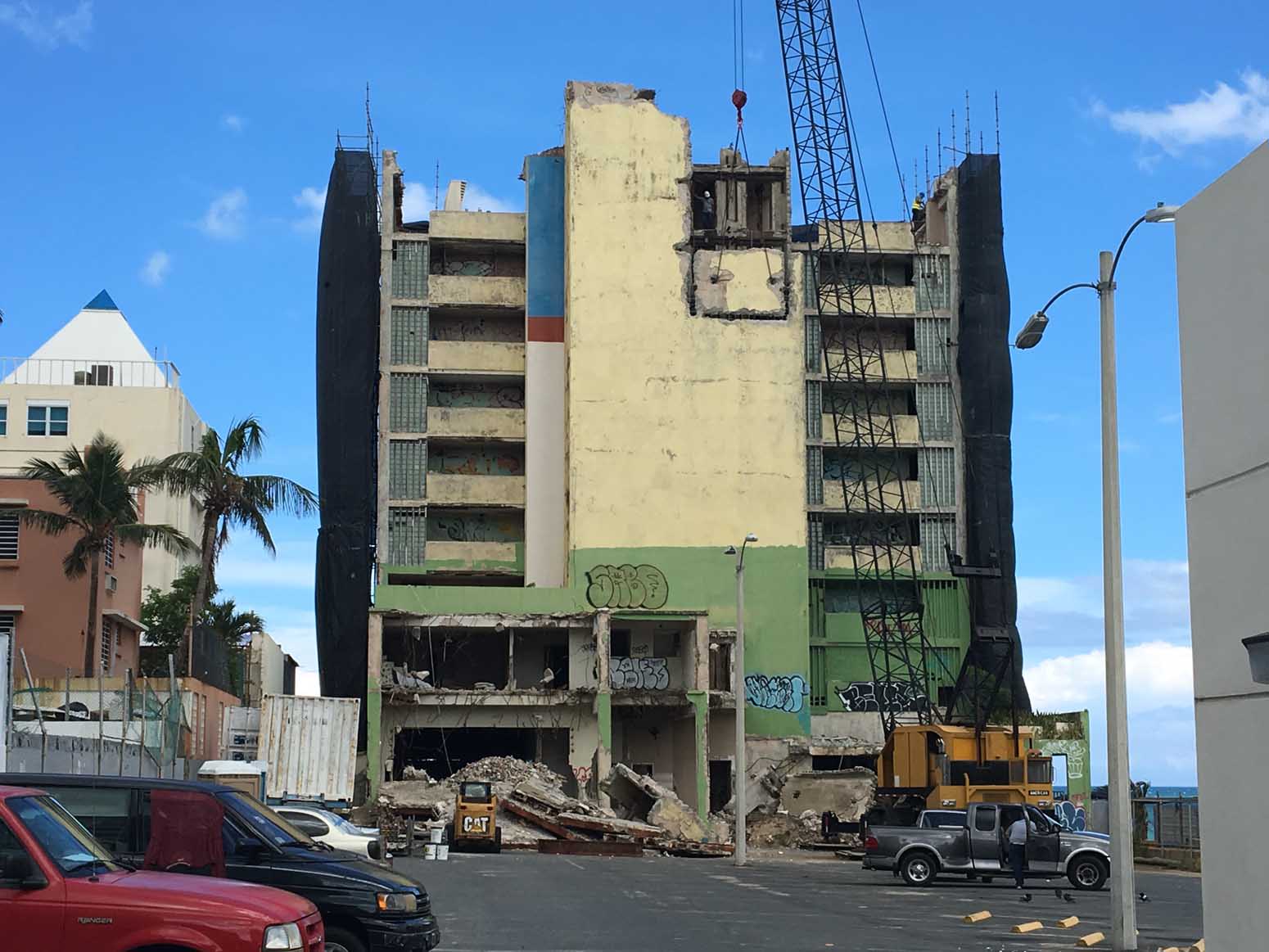 Destroyed tower block in Condonado